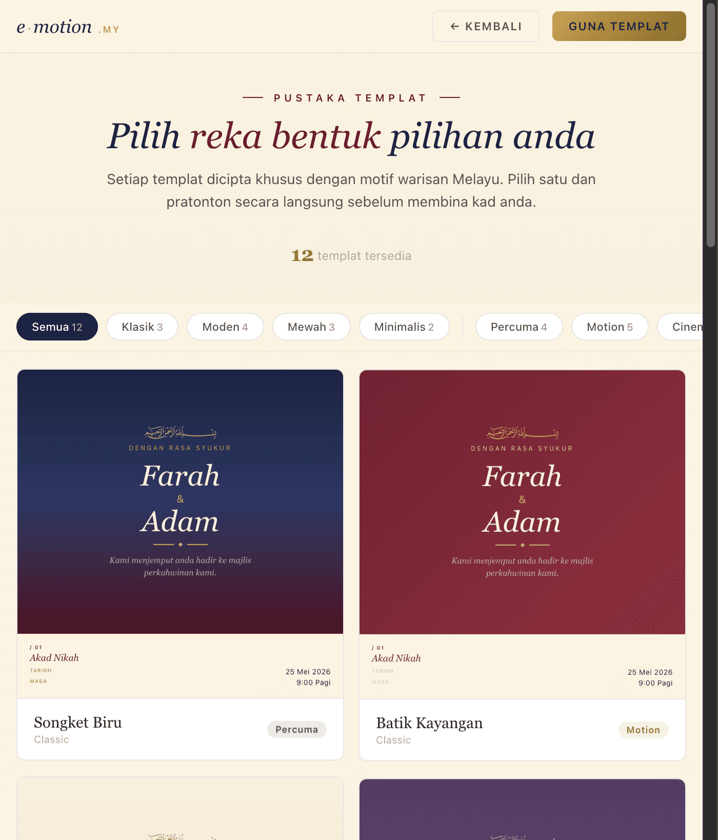 Visual panduan Harga kad kahwin digital: apa yang sebenarnya anda bayar